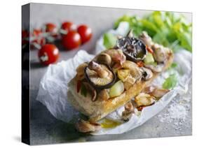 Baguette with Mushrooms and Onions-null-Stretched Canvas