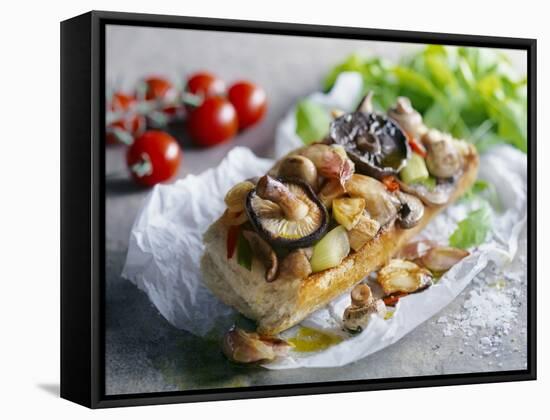 Baguette with Mushrooms and Onions-null-Framed Stretched Canvas