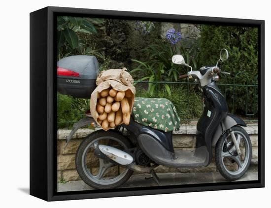 Baguettes on Back on Scooter, Monaco-Ethel Davies-Framed Stretched Canvas