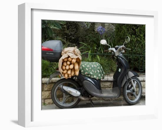 Baguettes on Back on Scooter, Monaco-Ethel Davies-Framed Photographic Print