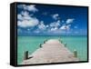 Bahamas, Eleuthera Island, Tarpum Bay, Town Pier-Walter Bibikow-Framed Stretched Canvas