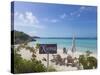 Bahamas, Exuma Island. Chairs on Beach-Don Paulson-Stretched Canvas