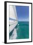 Bahamas, Exuma Island. Sailboat under Sail in Ocean-Don Paulson-Framed Photographic Print