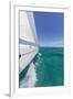 Bahamas, Exuma Island. Sailboat under Sail in Ocean-Don Paulson-Framed Photographic Print