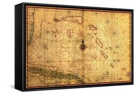 Bahamas - Panoramic Map-Lantern Press-Framed Stretched Canvas