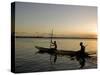 Bahia, Barra De Serinhaem, Fishermen Returning to Shore at Sunset in Thier Dug Out Canoe, Brazil-Mark Hannaford-Stretched Canvas