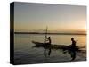 Bahia, Barra De Serinhaem, Fishermen Returning to Shore at Sunset in Thier Dug Out Canoe, Brazil-Mark Hannaford-Stretched Canvas