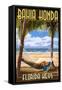 Bahia Honda, Florida Keys - Hammock Scene-Lantern Press-Framed Stretched Canvas