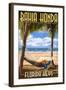 Bahia Honda, Florida Keys - Hammock Scene-Lantern Press-Framed Art Print