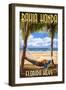 Bahia Honda, Florida Keys - Hammock Scene-Lantern Press-Framed Art Print