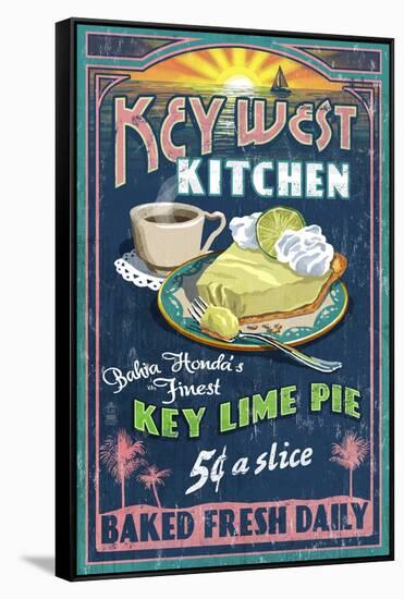 Bahia Honda, Florida Keys - Key Lime Pie Sign-Lantern Press-Framed Stretched Canvas
