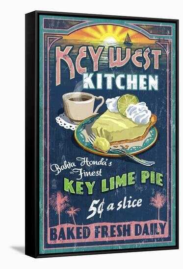 Bahia Honda, Florida Keys - Key Lime Pie Sign-Lantern Press-Framed Stretched Canvas