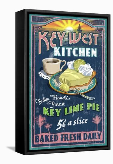 Bahia Honda, Florida Keys - Key Lime Pie Sign-Lantern Press-Framed Stretched Canvas