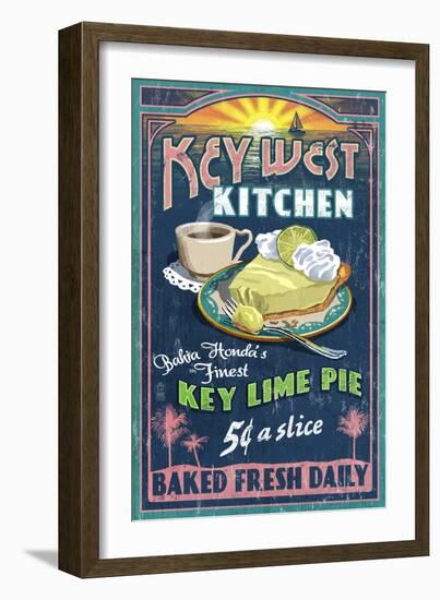 Bahia Honda, Florida Keys - Key Lime Pie Sign-Lantern Press-Framed Art Print
