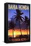 Bahia Honda, Florida Keys - Palms and Sunset-Lantern Press-Framed Stretched Canvas