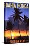 Bahia Honda, Florida Keys - Palms and Sunset-Lantern Press-Stretched Canvas