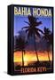 Bahia Honda, Florida Keys - Palms and Sunset-Lantern Press-Framed Stretched Canvas