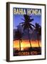 Bahia Honda, Florida Keys - Palms and Sunset-Lantern Press-Framed Art Print