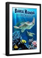 Bahia Honda, Florida Keys - Sea Turtles-Lantern Press-Framed Art Print