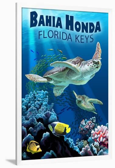 Bahia Honda, Florida Keys - Sea Turtles-Lantern Press-Framed Art Print