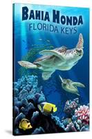 Bahia Honda, Florida Keys - Sea Turtles-Lantern Press-Stretched Canvas