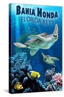 Bahia Honda, Florida Keys - Sea Turtles-Lantern Press-Stretched Canvas