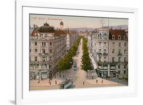 Bahnhofstrasse, Zurich. Postcard Sent in 1913-Swiss photographer-Framed Giclee Print