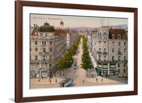 Bahnhofstrasse, Zurich. Postcard Sent in 1913-Swiss photographer-Framed Giclee Print