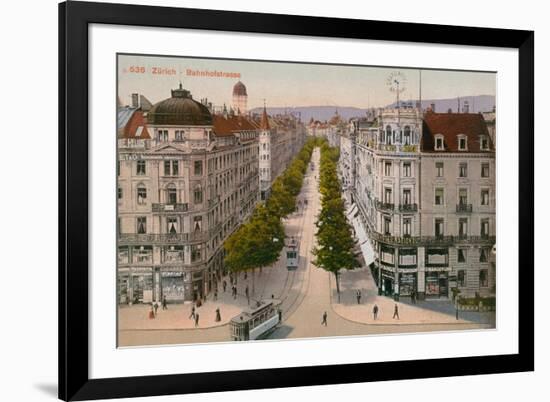 Bahnhofstrasse, Zurich. Postcard Sent in 1913-Swiss photographer-Framed Giclee Print