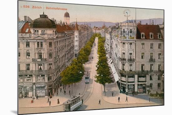 Bahnhofstrasse, Zurich. Postcard Sent in 1913-Swiss photographer-Mounted Giclee Print