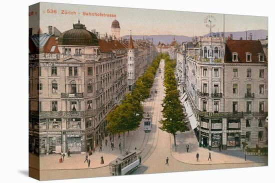 Bahnhofstrasse, Zurich. Postcard Sent in 1913-Swiss photographer-Stretched Canvas