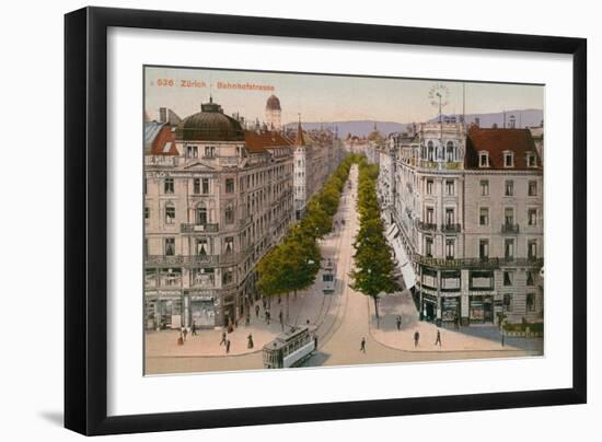 Bahnhofstrasse, Zurich. Postcard Sent in 1913-Swiss photographer-Framed Giclee Print