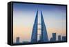Bahrain, Manama, Bahrain Bay, Bahrain World Trade Center and City Skyline-Jane Sweeney-Framed Stretched Canvas