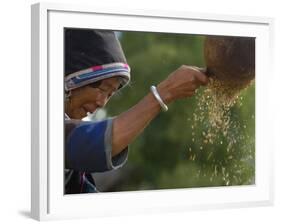 Bai Minority Winnowing Wheat, Jianchuan County, Yunnan Province, China-Pete Oxford-Framed Photographic Print