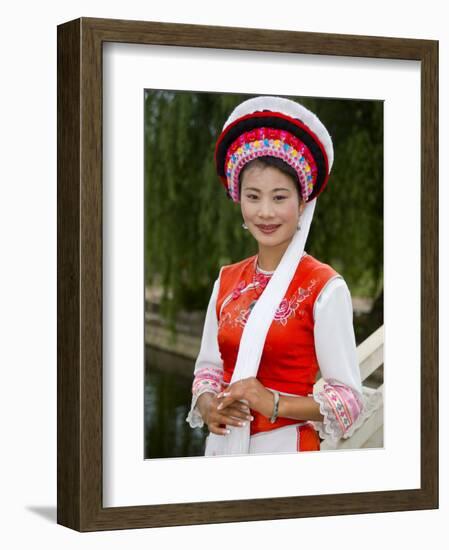 Bai Minority Woman in Traditional Ethnic Costume, China-Charles Crust-Framed Photographic Print