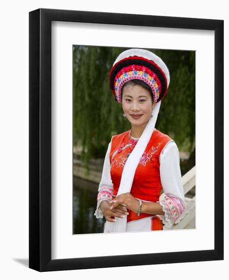 Bai Minority Woman in Traditional Ethnic Costume, China-Charles Crust-Framed Photographic Print