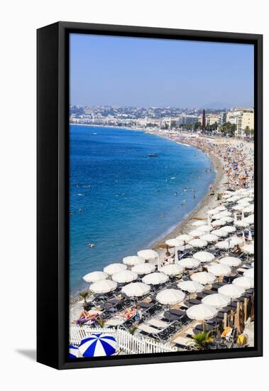 Baie Des Anges and Beach-Amanda Hall-Framed Stretched Canvas