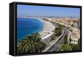 Baie Des Anges and Promenade Anglais-Amanda Hall-Framed Stretched Canvas