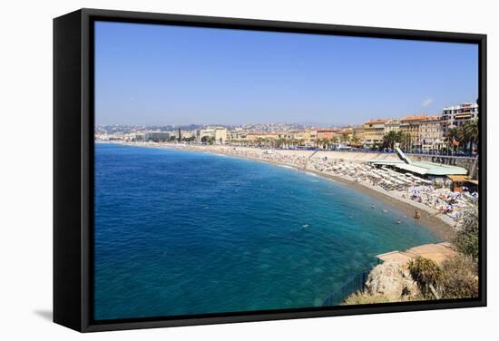 Baie Des Anges and Promenade Anglais-Amanda Hall-Framed Stretched Canvas