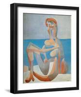 Baigneuse Assise au Bord de la Mer, c.1930-Pablo Picasso-Framed Art Print