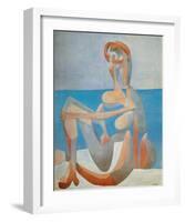 Baigneuse Assise au Bord de la Mer, c.1930-Pablo Picasso-Framed Art Print