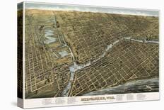 Bird’s Eye Map of Milwaukee, Wisconsin, 1872-Bailey-Stretched Canvas