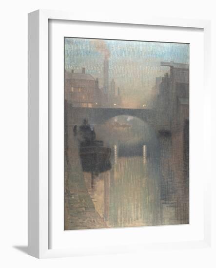 Bailey Bridge, Manchester, 1912 (Oil on Jute)-Adolphe Valette-Framed Giclee Print