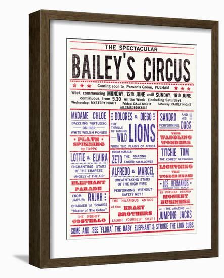 Baileys Circus-The Vintage Collection-Framed Art Print