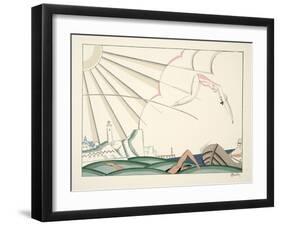 Bain De Mer from Sports & Divertissements, Pub. 1914 (Pochoir Print)-Charles Martin-Framed Giclee Print