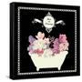 Bain du Jardin II Black-Sarah Mousseau-Framed Stretched Canvas