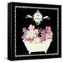 Bain du Jardin II Black-Sarah Mousseau-Framed Stretched Canvas