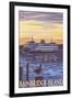 Bainbridge Island, WA - Ferry and Sunset-Lantern Press-Framed Art Print