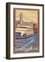 Bainbridge Island, WA - Kalakala Ferry-Lantern Press-Framed Art Print