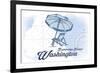 Bainbridge Island, Washington - Beach Chair and Umbrella - Blue - Coastal Icon-Lantern Press-Framed Art Print
